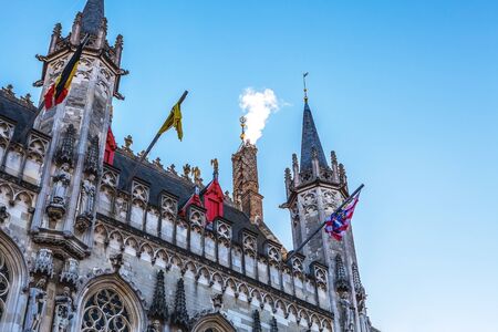 Basilica of Holy Blood at evening time in Bruges, Belgium.