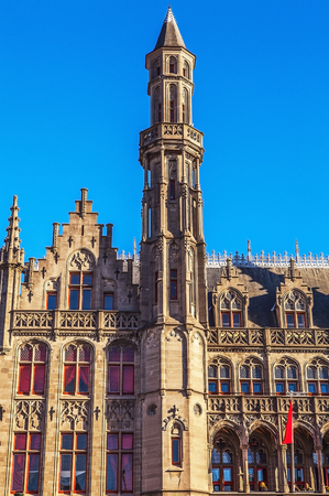 Basilica of Holy Blood at evening time in Bruges, Belgium.の写真素材