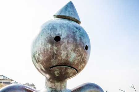 HAGUE, NETHERLANDS - MARCH 8, 2016: Sculpture garden in Scheveningen called "SprookjesBeel den aan Zee" (Fairytale Sculptures by Sea). 23 cartoon like sculptures by American sculptor Tom Otterness.のeditorial素材