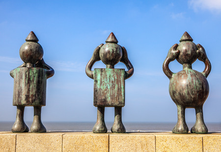 HAGUE, NETHERLANDS - MARCH 8, 2016: Sculpture garden in Scheveningen called "SprookjesBeel den aan Zee" (Fairytale Sculptures by Sea). 23 cartoon like sculptures by American sculptor Tom Otterness.のeditorial素材