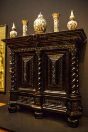 Abstract blurred photo of ancient luxury case as background.