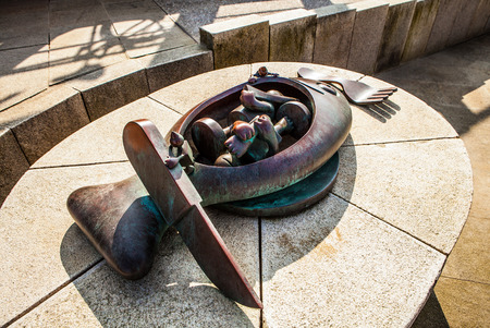 HAGUE, NETHERLANDS - MARCH 8, 2016: Sculpture garden in Scheveningen called "SprookjesBeel den aan Zee" (Fairytale Sculptures by Sea). 23 cartoon like sculptures by American sculptor Tom Otterness.のeditorial素材