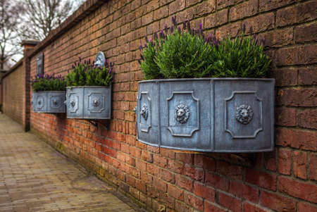 Flower park in Netherlands. Elements of park design.の写真素材