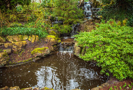 Flower park in Netherlands. Elements of park design.の写真素材
