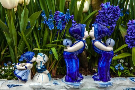 Keukenhof flower park in Netherlands. Elements of park design.のeditorial素材