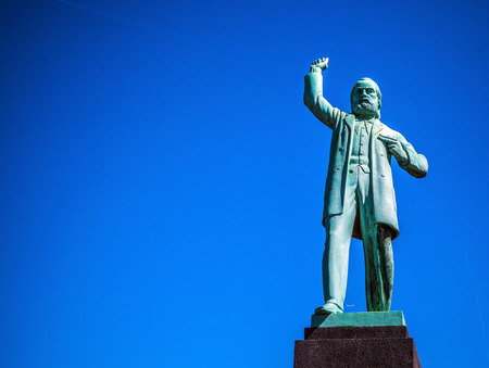 AMSTERDAM, NETHERLANDS - AUGUST 15, 2016: Famous sculptures of Amsterdam city centre close-up at sun set time. General landscape view of city monuments & art objects. Amsterdam - Netherlands.のeditorial素材