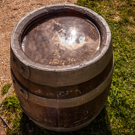 Old wooden barrel.