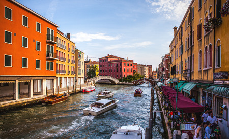 VENICE, ITALY - AUGUST 17, 2016: View on the cityscape of Grand Canal on August 17, 2016 in Venice, Italy.のeditorial素材