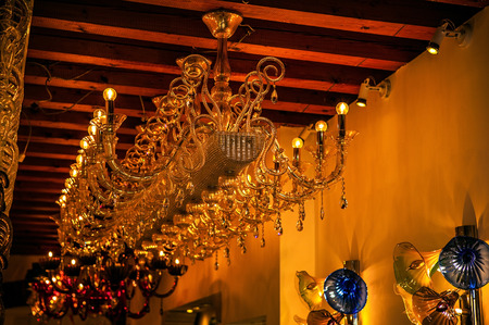 MURANO, ITALY - AUGUST 19, 2016: Famous traditional glass art object in old town of Murano island close-up on August 19, 2016 in Murano, Italy.のeditorial素材