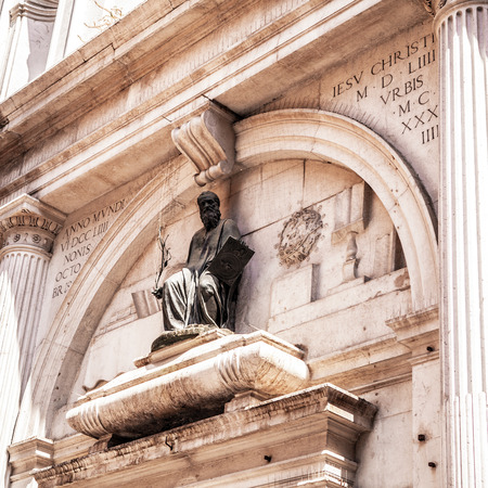 VENICE, ITALY - AUGUST 19, 2016: Famous Venice Statues & Sculptures in the historical city of Northern Italy on August 19, 2016 in Venice, Italy.のeditorial素材