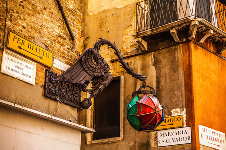 VENICE, ITALY - AUGUST 19, 2016: Famous Venice Statues & Sculptures in the historical city of Northern Italy on August 19, 2016 in Venice, Italy.のeditorial素材