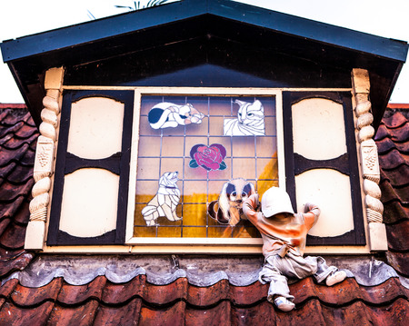 Old traditional the Netherlands window close-up.のeditorial素材