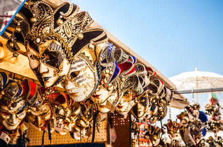 Venetian masks in store display in Venice. Annual carnival in Venice is among the most famous in Europe.のeditorial素材