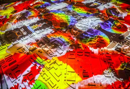 Colorful abstract Amsterdam city map in perspective.のeditorial素材
