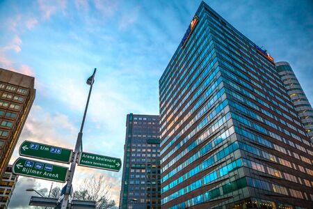 BIJLMER ARENA, NETHERLANDS - JANUARY 03, 2017: Modern architecture of business city. Biljlmer Arena (Amsterdam) - Netherlands.のeditorial素材