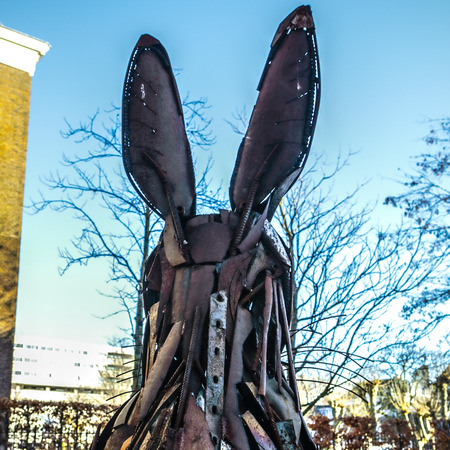 AMSTERDAM, NETHERLANDS - JANUARY 08, 2017: Famous sculptures of Amsterdam city centre. General landscape view of city monuments & art objects. January 08, 2017 in Amsterdam - Netherlands.のeditorial素材