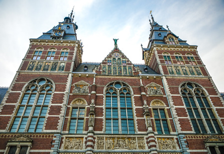 AMSTERDAM, NETHERLANDS - JANUARY 09 2017: Rijksmuseum - national museum dedicated to arts and history. One of the most popular museum in Europe. January 09, 2017 in Amsterdam, Netherlands.のeditorial素材