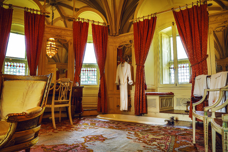 UTRECHT, NETHERLANDS - MAY 27, 2017: Luxury interior of Castle de Haar. It was built by the master of the Dutch Neo-Gothic Kuipers, for members of the Rothschild family. Utrcht, Netherlands - May 27.のeditorial素材