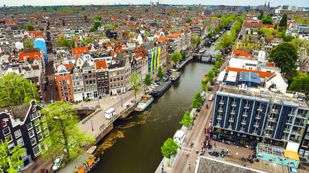 Amsterdam city from the top. General view from hight point at day time.の写真素材