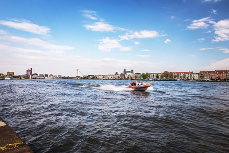 ROTTERDAM, NETHERLANDS - MAY 17, 2017: Modern buildings city architecture close-up design elements at day time. May 17, 2017 in Rotterdam - Netherlands.のeditorial素材