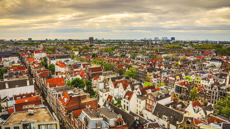 Amsterdam city from the top. General view from hight point at day time.のeditorial素材