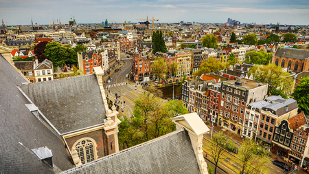 Amsterdam city from the top. General view from hight point at day time.のeditorial素材