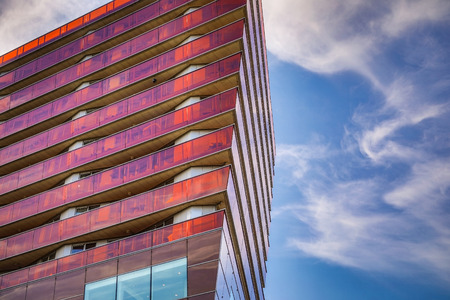 ALMERE - NETHERLANDS, MAY 24, 2017: Architecture of modern city center at day time close-up on May 24, 2017 in Almere - Netherlands.のeditorial素材