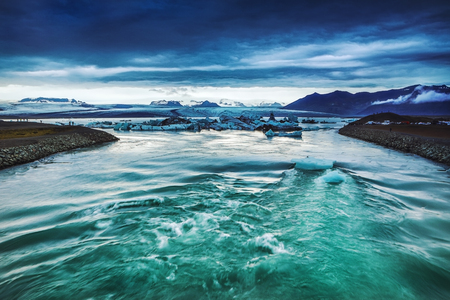 Glaciers on the beaches of Iceland.の写真素材