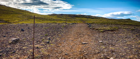 Mountain Iceland road and picturesque natural landscape.の写真素材