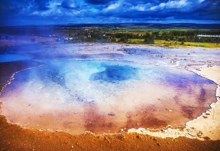 Volcanic lakes of Iceland. Scenic landscape at sunset.の写真素材