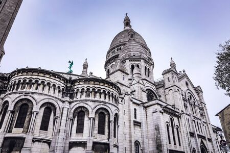 Basilica Sacre Coeur in Montmartre in Paris, France.の写真素材