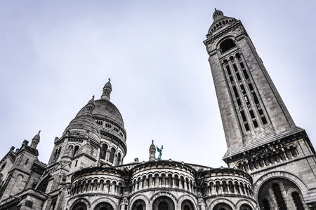 Basilica Sacre Coeur in Montmartre in Paris, France.の写真素材