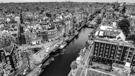Amsterdam city top view. Black-white photo.の写真素材
