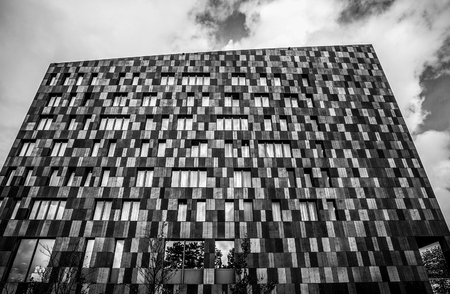 LUXEMBOURG, LUXEMBOURG - OCTOBER 30, 2015: Architecture of buildings in Luxembourg city black-white close-up photo. Luxembourg - October 30, 2015.のeditorial素材