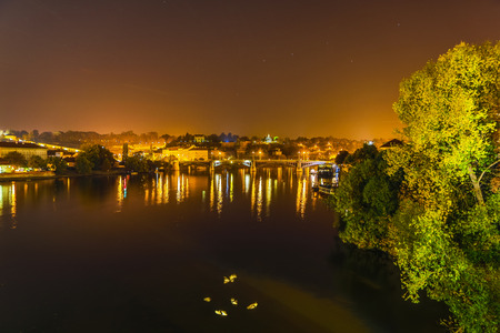 Night autumn Prague. Popular cityscapes after dark.の写真素材