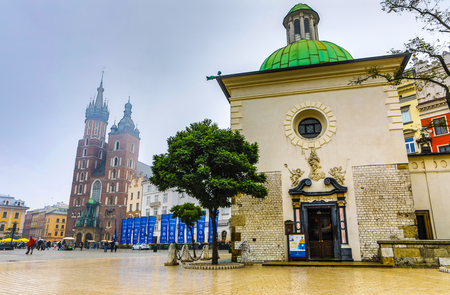 KRAKOW, POLAND - OCTOBER 18, 2018: Krakow popular cityscapes at autumn. Second largest and one of the oldest cities in Poland was official capital until 1596.のeditorial素材