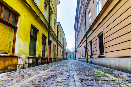 KRAKOW, POLAND - OCTOBER 18, 2018: Krakow popular cityscapes at autumn. Second largest and one of the oldest cities in Poland was official capital until 1596.のeditorial素材