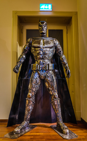 PRAGUE, CZECH REPUBLIC - OCTOBER 21, 2018: Gallery of Steel Figures in Prague. Sculptures made of recycled metal items.のeditorial素材