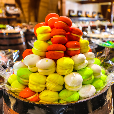Multicolored candy close-up as background.の写真素材