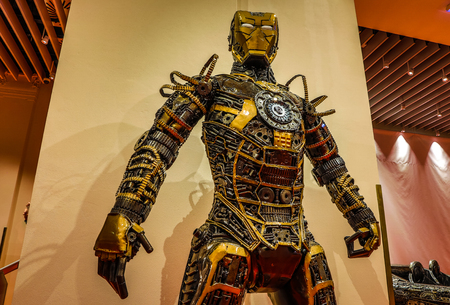 PRAGUE, CZECH REPUBLIC - OCTOBER 21, 2018: Gallery of Steel Figures in Prague. Sculptures made of recycled metal items.のeditorial素材