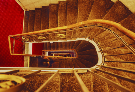 Ancient stairs in porches of European vintage buildings.の素材 [FY310111504279]