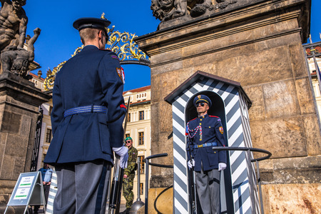 PRAGUE, CZECH REPUBLIC - OCTOBER 21, 2018:  Guard of honor soldiers in Pragueのeditorial素材