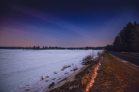 Night landscape on full moon.の写真素材
