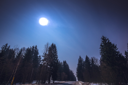 Night landscape on full moon.の写真素材