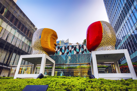 SHANGHAI, Ð¡HINA - APRIL 03, 2019: Modern central streets of Shanghai and high-rise buildings.