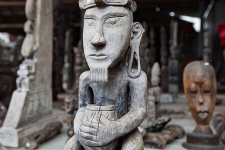 INDONESIA, BALI - JANUARY 20, 2011: Balinese traditional religious sculptures close-up.のeditorial素材