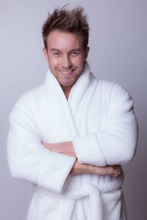 Handsome young elegant man studio portrait.の写真素材