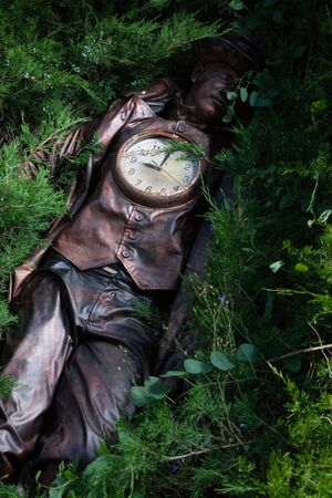 Stylized magic character of fairytale bronze watch repairer.