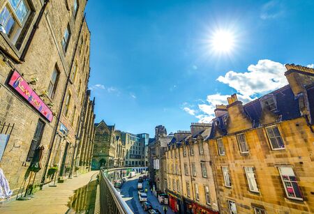 EDINBURGH, UNITED KINGDOM - MAY 30, 2019: Famous central streets and buildings of Edinburgh - the capital of Scotland.のeditorial素材