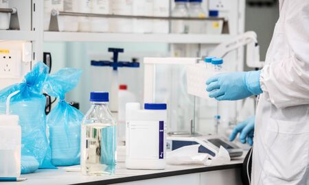 BEIJING, CHINA - JUNE 03, 2019: Modern drug manufacturing laboratory equipment.のeditorial素材